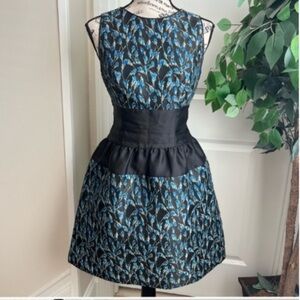 Women's Black and Blue Floral Mini Dress